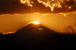 昭和記念公園で『ダイヤモンド富士』