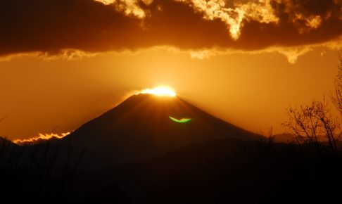 昭和記念公園で『ダイヤモンド富士』