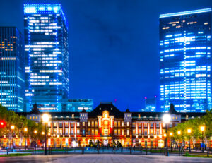 東京夜景（1）東京駅・丸の内駅前広場