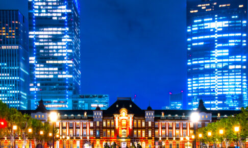 東京夜景（1）東京駅・丸の内駅前広場