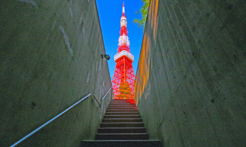 東京タワーを見上げる階段