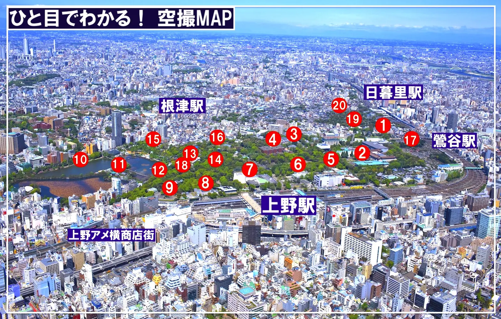 ひと目でわかる！ 東京空撮MAP】 上野恩賜公園 | 東京とりっぷ
